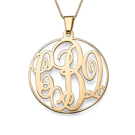 14K Solid Gold Monogram Necklace - Monogram Necklaces