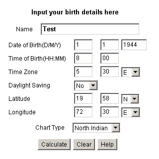 Free Online Vedic Astrology Birth Chart Calculator : You can see birth ...