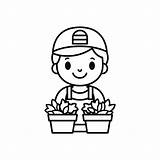 Premium Vector  Of A Gardener With Plants In Black And White sketch template