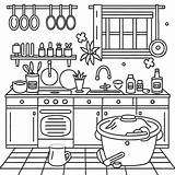 Premium Vector  Kitchen coloring Page sketch template