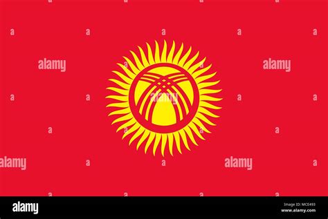 Flag of Kyrgyzstan official colors and proportions, vector image Stock ...