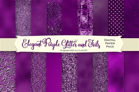 Purple Glitter and Foil Digital Paper Pack