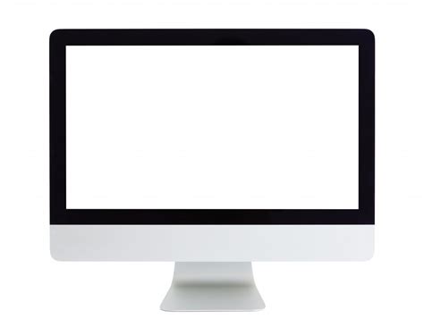 Computer with blank white screen isolated on white background - Wallit