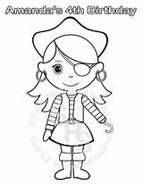 Personalized Printable Pirate Girl Birthday Party Favor Childrens Kids  sketch template
