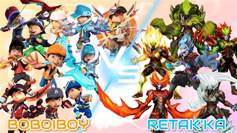 BOBOIBOY VS RETAK'KA || ALL KUASA ELEMENTAL + FUSION ! POWER LEVEL ! - YouTube