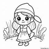Cute Pilgrim Girl Coloring Page  Pagescom sketch template