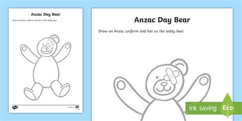 Design an Anzac Uniform for the Teddy Bear Worksheet