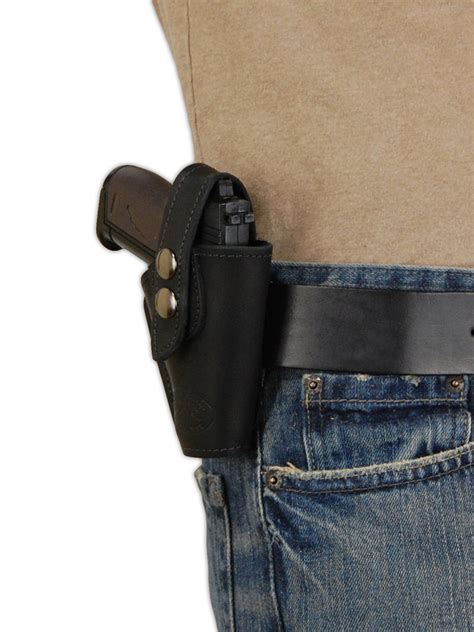 Black Leather OWB Holster for Mini .22 .25 .32 .380 Pistols - Barsony ...