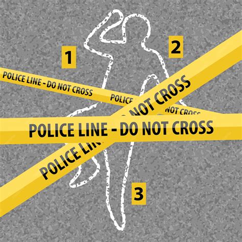 Premium Vector | Crime scene contour body with chalk on asphalt texture. Yellow police line over ...