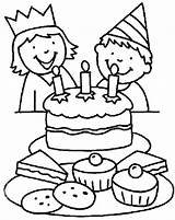 Two Kids Smiling Birthday Party Coloring Pages  NetArt sketch template