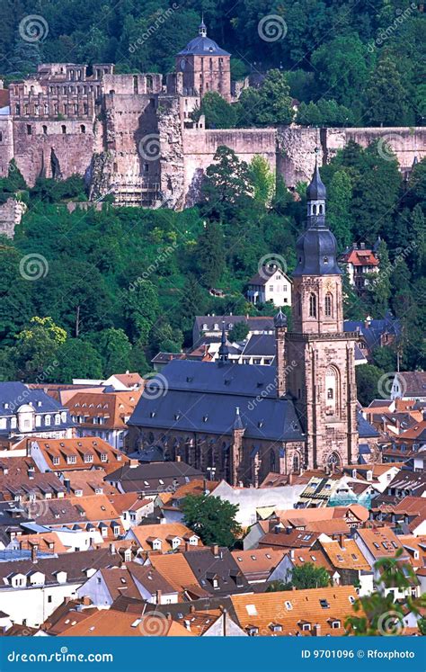 Heidelberg Old Town (Alstadt)- Heidelberg, Germany Stock Photo - Image of sunset, churches: 9701096