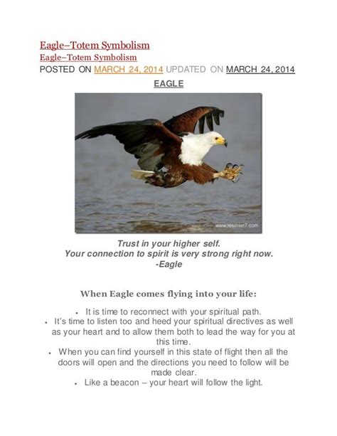 Eagle totem symbolism acquired from www.google.com