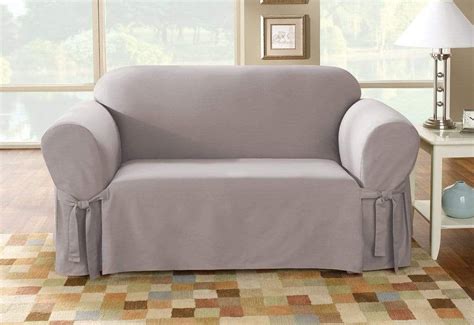 Cotton Duck One Piece Loveseat Slipcover | Slipcovers For Loveseat | SureFit Chair Covers ...