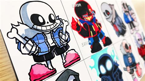 Drawing FNF- Indie Cross V1 Sans (Nightmare Mods) / Skeleton Bros / Insanity Sans / Undertale ...