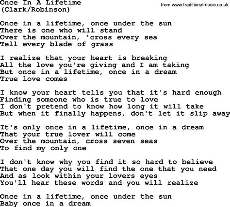 Once In A Lifetime, by The Byrds - lyrics with pdf