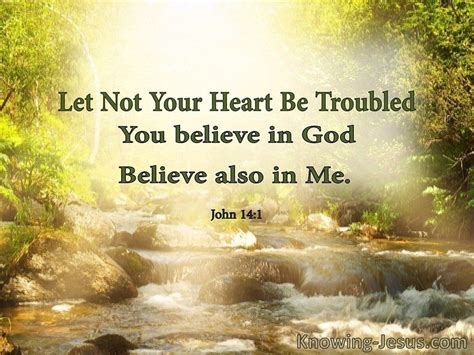 a river with water flowing through it and the words, let not your heart be troubled you believe ...