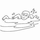 Coloring Swimming Drawing Swimmer Pool Colouring Pages Template Color  sketch template