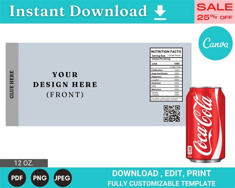 Soda Can Label Template Pop Drink Wrapper Template Instant - Etsy Finland