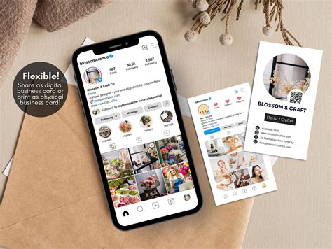 Editable Instagram Business Card Templates Printable Instagram - Etsy