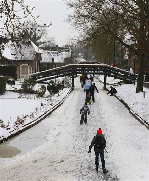Winter in Giethoorn Village, Netherlands Giethoorn, Canals, Winter ...
