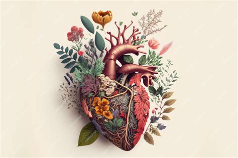 Premium Photo | Abstract illustrated colorful human heart made of fresh Spring flowers,Generative AI