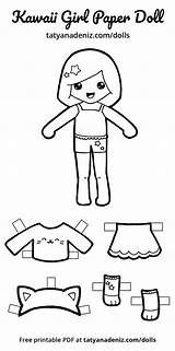 Free Printable Kawaii Paper Dolls Colouring Pages sketch template