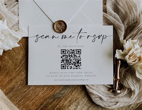 Wedding RSVP QR Code Card Online Reply Card Template Modern - Etsy