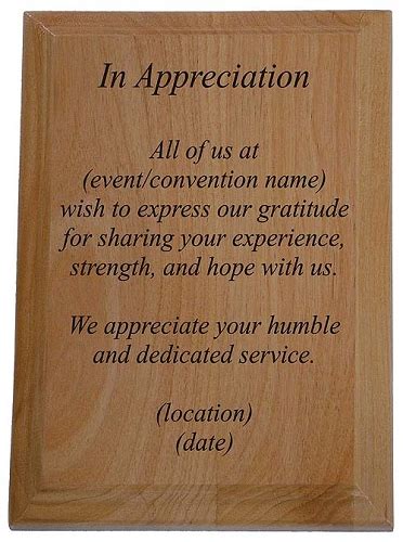 Service Appreciation Plaque | Recovery Gifts and Slogan Plaques at ...