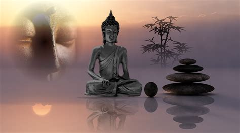 Bildet : morgen, statue, balansere, meditere, buddhisme, Asia, mørke, hvile, zen, Kunst ...