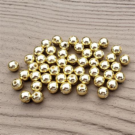 Gold Metallic Beads - 8mm Round | Purple Taco