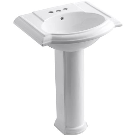 KOHLER Devonshire Vitreous China Pedestal Combo Bathroom Sink in White with Overflow Drain-K ...