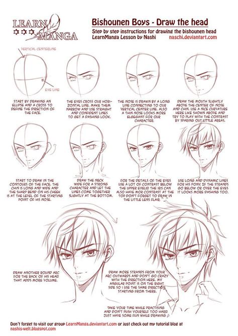 Learn Manga: Bishounen Boys - Draw the head | Manga drawing tutorials ...