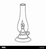 Kerosene Lamp Icon In Outline Style Isolated On White Background Light  sketch template
