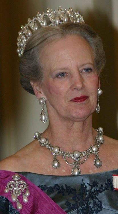 Queen Margrethe of Denmark wearing part of her collection of magnificent jewels | Royal crown ...