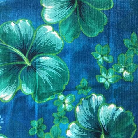 Fabric Barkcloth Cotton Print Tropical Floral Hawaii Tiki Aqua Blue 3 yd x44 | eBay in 2020 ...