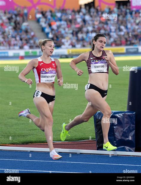 Melissa Courtney-Bryant of Wales and Lucia Stafford of Canada competing in the women’s 1500m ...