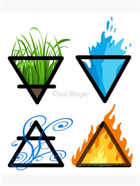 "Symbols of the 4 Elements of Nature - Earth, Air, Water and Fire" Sticker for Sale by ...