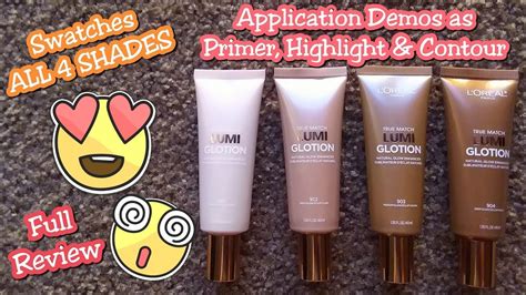 L'Oreal Lumi Glotion TESTED as Primer/Highlight/Contour + SWATCHES ALL 4 - YouTube