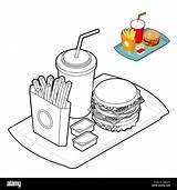 Fast food coloring book Food In Linear Style Big Fresh Hamburger  sketch template