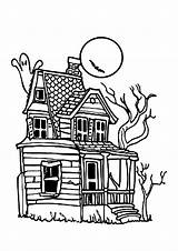 Haunted Coloring Halloween Drawing Cartoon Mansion Doll Simple  sketch template