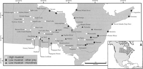 Fig. 1 Location of 56 fur-trading posts of Hudson's Bay Company across ...