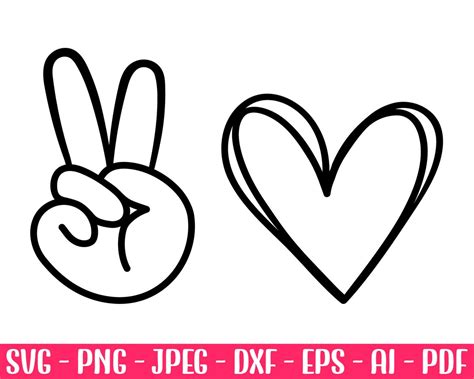 Peace Love Svg, Peace and Love SVG File, Peace Sign Svg, Peace Hand Svg, SVG Files for Cricut ...