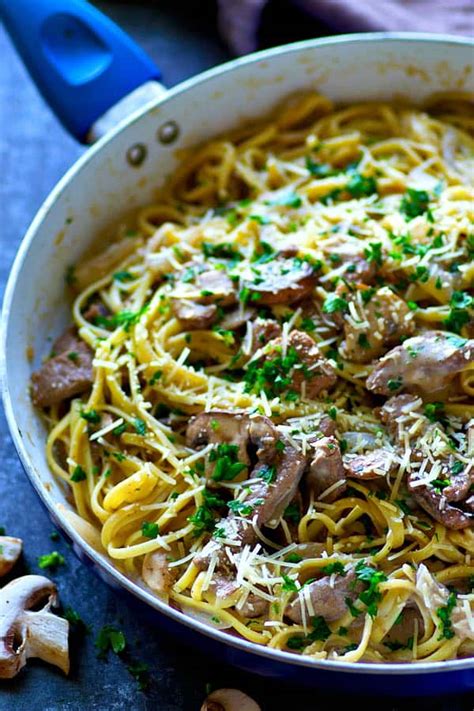 Mushroom Balsamic Beef Fettuccine Alfredo