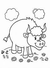 Cute Bull Coloring Page  Free Printable Pages sketch template