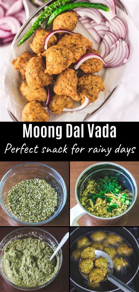 Moong dal vada, simply the best and so addicting. These are golden crispy from outside and soft ...