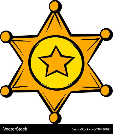 Golden sheriff star badge icon icon cartoon Vector Image