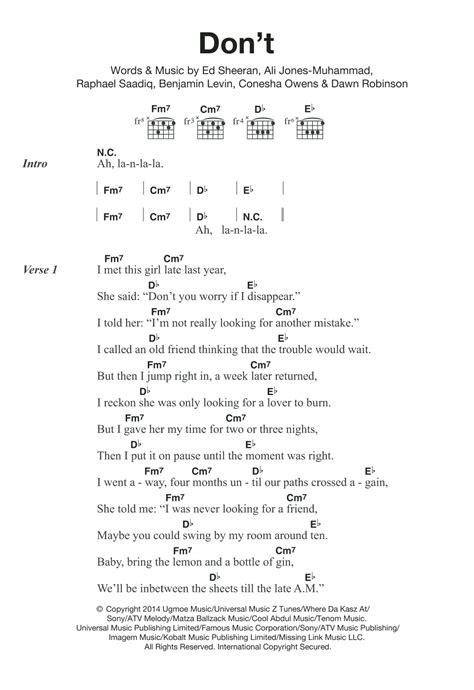 Don't by Ed Sheeran - Guitar Chords/Lyrics - Guitar Instructor