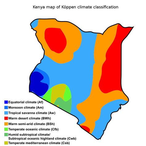 A Köppen climate classification map of Kenya. | Kenya, Pelajaran bahasa inggris