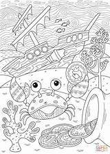 Sunken Shipwreck Coloring Pages sketch template