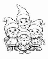Premium AI Image  Santas Little Helpers Simple Black And White Outline sketch template